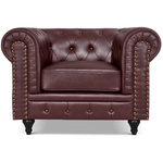 Faux Leather Chesterfield Sofa Suite - Brown - Bargainia.com - 