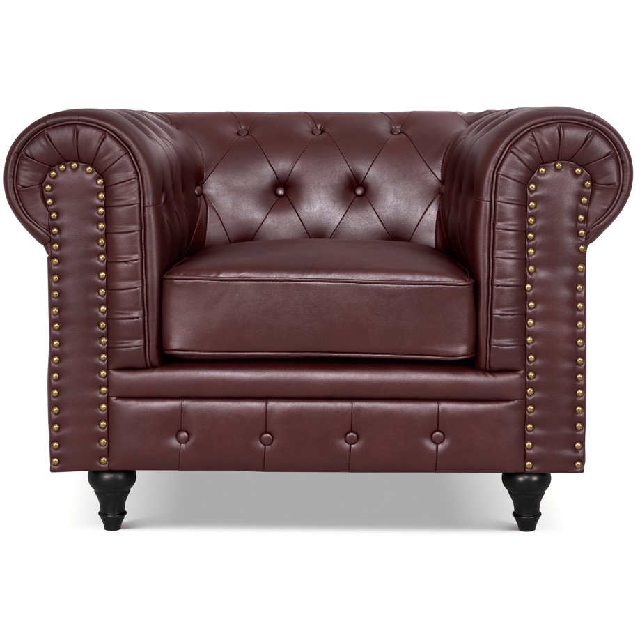 Faux Leather Chesterfield Armchair - Brown Furniture Bargainia