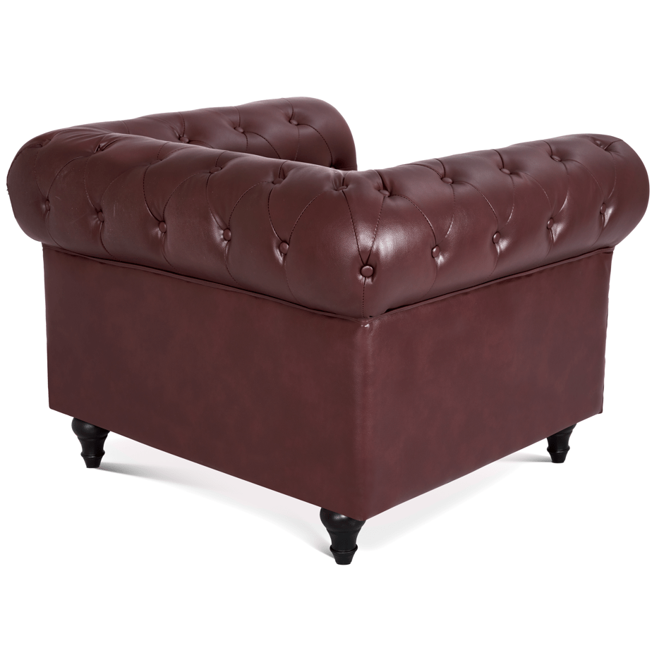 Faux Leather Chesterfield Sofa Suite - Brown - Bargainia.com - 