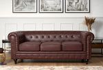 Faux Leather Chesterfield Sofa Suite - Brown - Bargainia.com - 