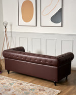 Faux Leather Chesterfield Sofa Suite - Brown - Bargainia.com - 