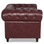 Faux Leather Chesterfield Sofa Suite - Brown - Bargainia.com - 