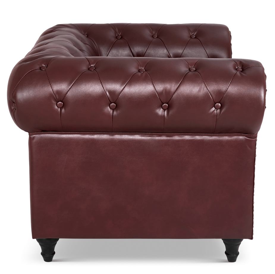 Faux Leather Chesterfield Sofa Suite - Brown - Bargainia.com - 