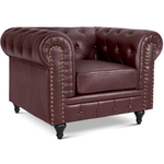 Faux Leather Chesterfield Sofa Suite - Brown - Bargainia.com - 
