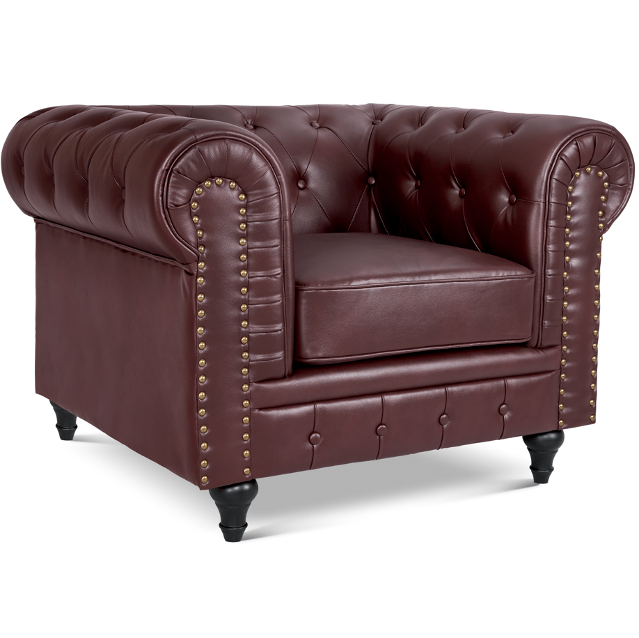 Faux Leather Chesterfield Sofa Suite - Brown - Bargainia.com - 