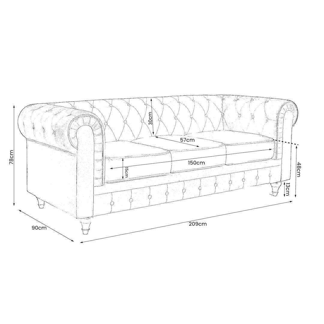 Faux Leather Chesterfield Sofa Suite - Light Grey - Bargainia.com - 