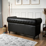 Faux Leather Chesterfield Three Seater Sofa - Black - Bargainia.com - 5056536105950