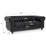 Faux Leather Chesterfield Three Seater Sofa - Black - Bargainia.com - 5056536105950