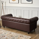 Faux Leather Chesterfield Three Seater Sofa - Brown - Bargainia.com - 5056536105981