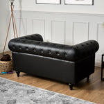 Faux Leather Chesterfield Two Seater Sofa - Black - Bargainia.com - 5056536105943