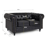 Faux Leather Chesterfield Two Seater Sofa - Black - Bargainia.com - 5056536105943