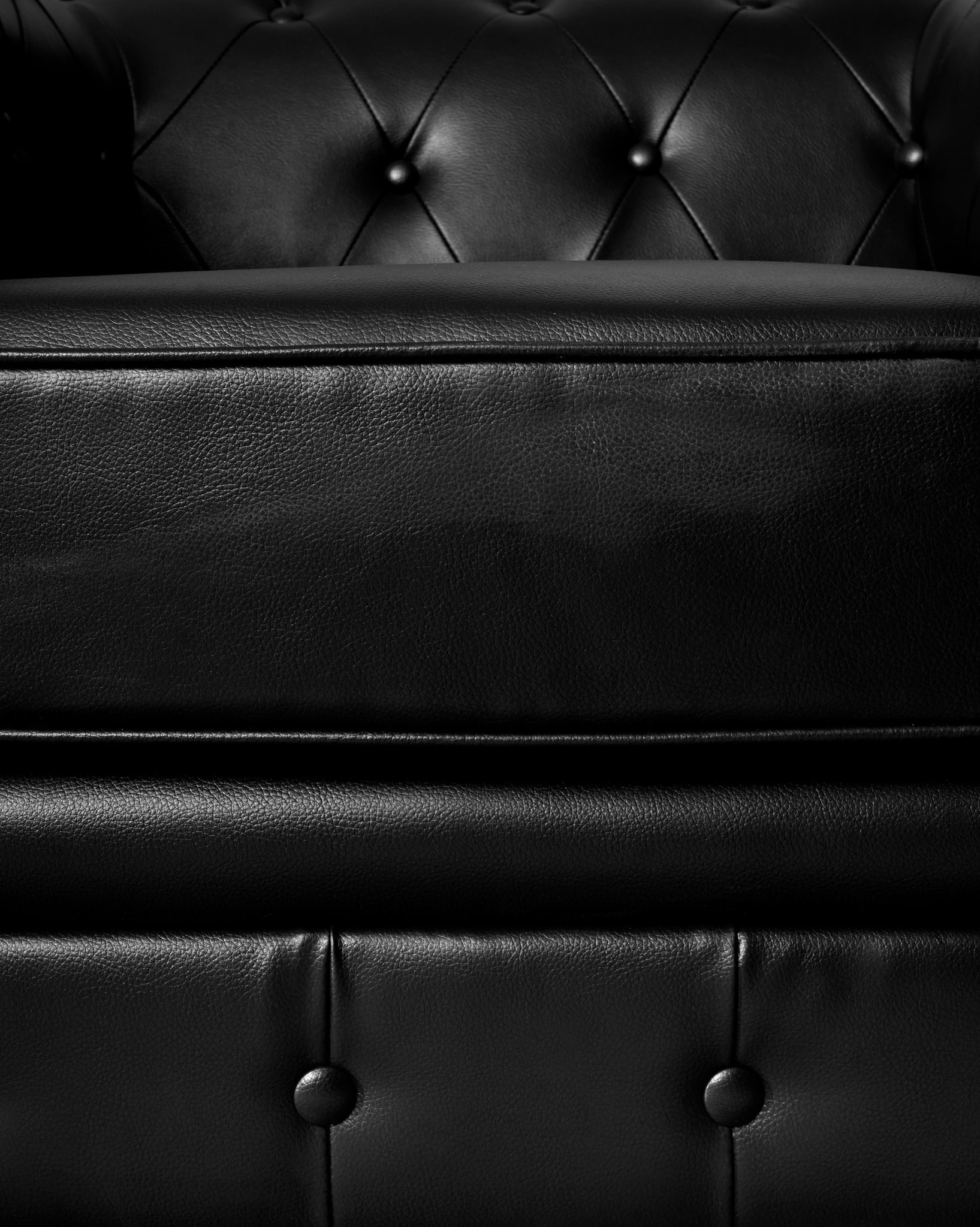 Faux Leather Chesterfield Two Seater Sofa - Black - Bargainia.com - 