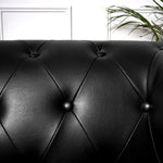 Faux Leather Chesterfield Two Seater Sofa - Black - Bargainia.com - 