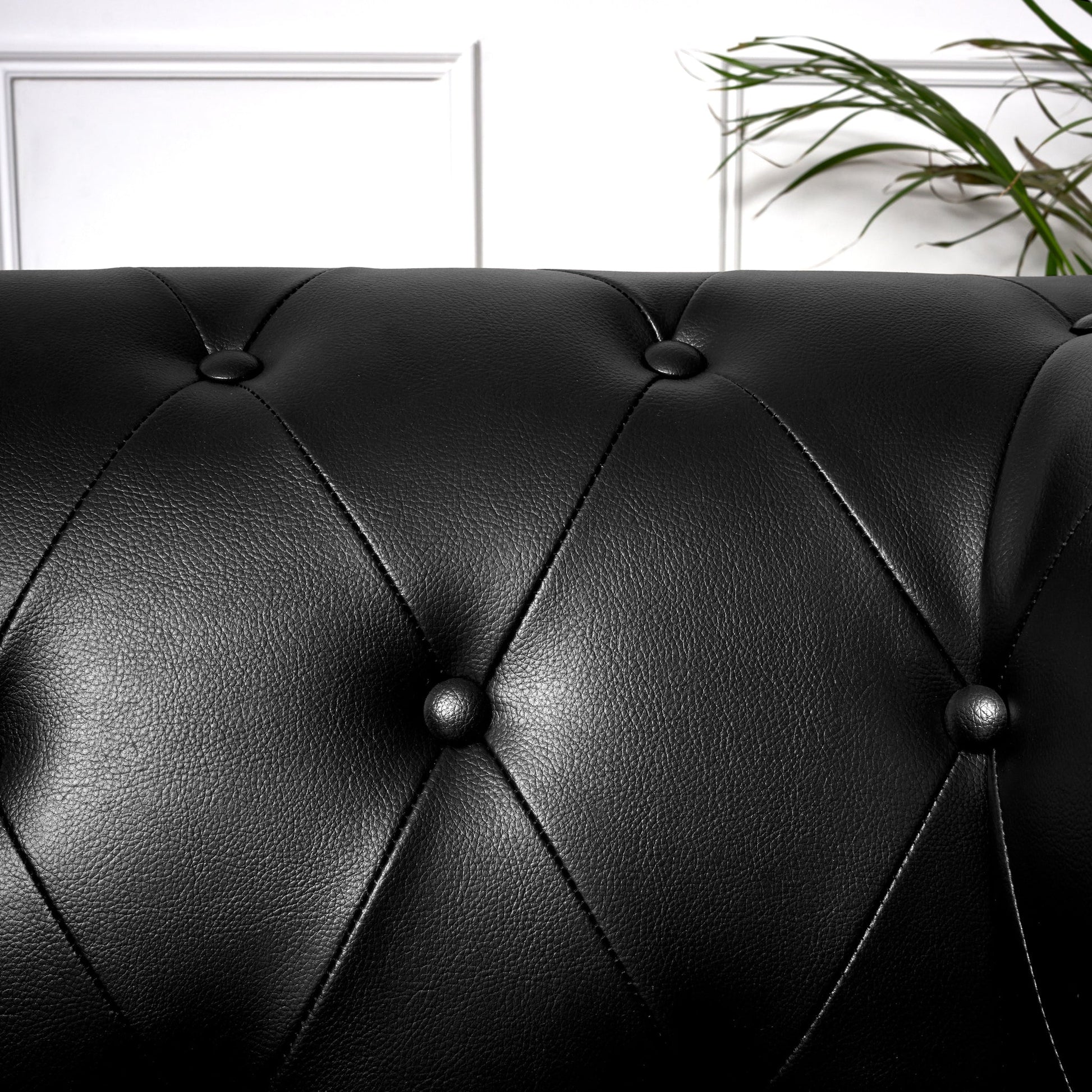 Faux Leather Chesterfield Two Seater Sofa - Black Furniture Bargainia