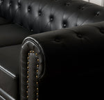 Faux Leather Chesterfield Two Seater Sofa - Black - Bargainia.com - 