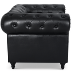 Faux Leather Chesterfield Two Seater Sofa - Black - Bargainia.com - 
