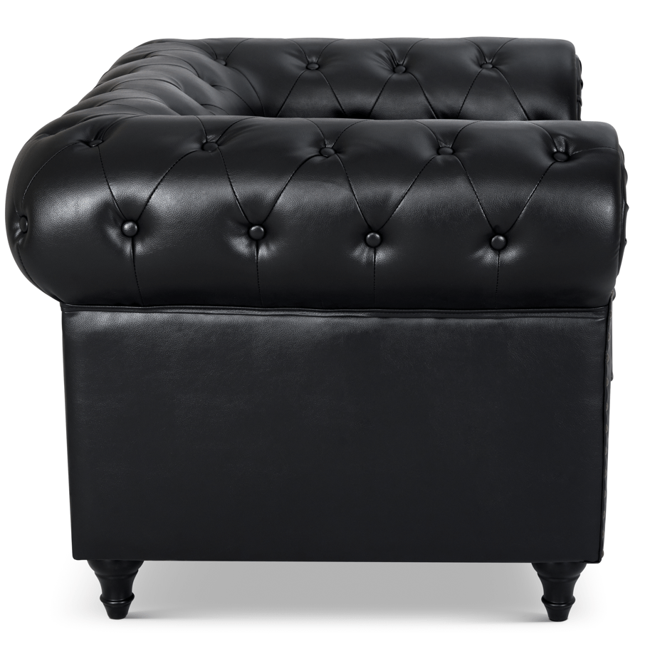 Faux Leather Chesterfield Three Seater Sofa - Black Furniture Bargainia