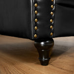 Faux Leather Chesterfield Two Seater Sofa - Black - Bargainia.com - 