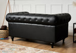 Faux Leather Chesterfield Two Seater Sofa - Black - Bargainia.com - 