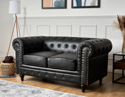 Faux Leather Chesterfield Three Seater Sofa - Black Furniture Bargainia