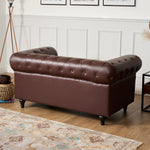 Faux Leather Chesterfield Two Seater Sofa - Brown - Bargainia.com - 5056536105974
