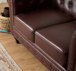 Faux Leather Chesterfield Two Seater Sofa - Brown - Bargainia.com - 