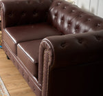 Faux Leather Chesterfield Two Seater Sofa - Brown - Bargainia.com - 