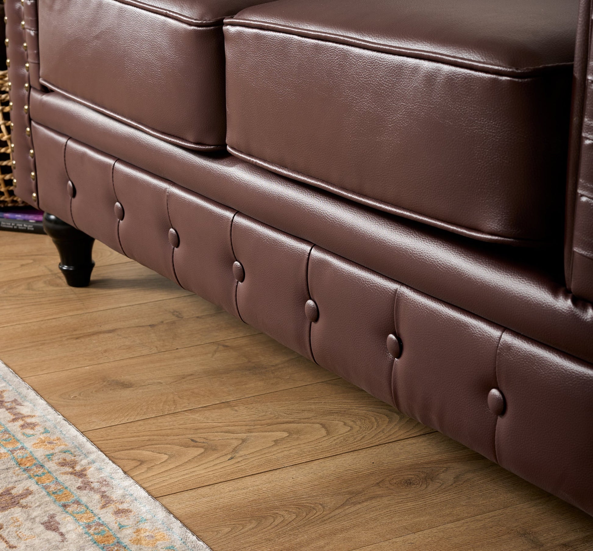 Faux Leather Chesterfield Two Seater Sofa - Brown Furniture Bargainia