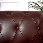 Faux Leather Chesterfield Two Seater Sofa - Brown - Bargainia.com - 