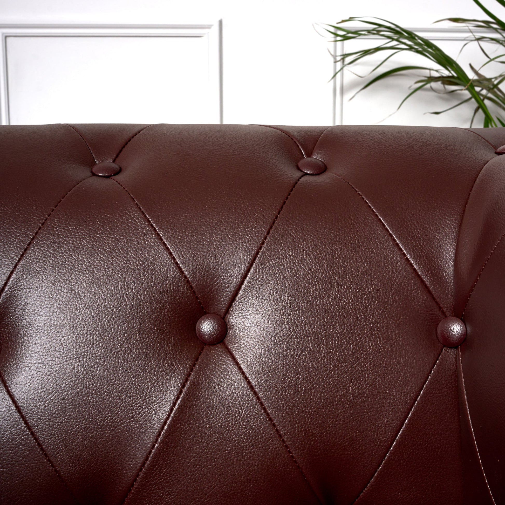 Faux Leather Chesterfield Two Seater Sofa - Brown Furniture Bargainia