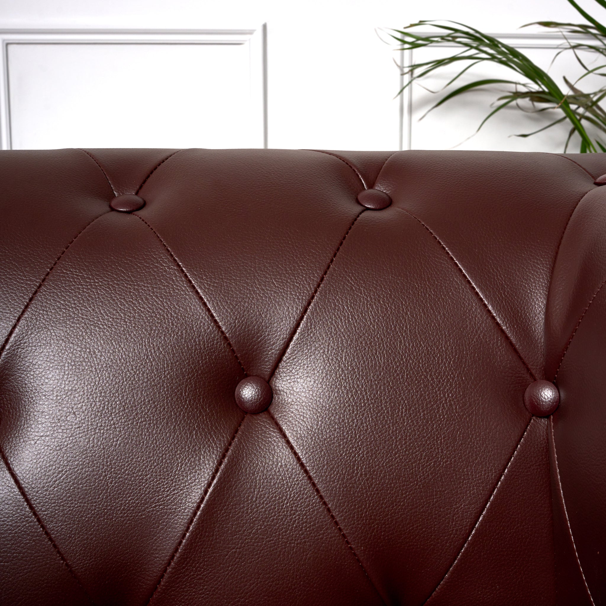 Faux Leather Chesterfield Two Seater Sofa - Brown Furniture Bargainia