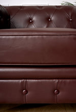 Faux Leather Chesterfield Two Seater Sofa - Brown - Bargainia.com - 