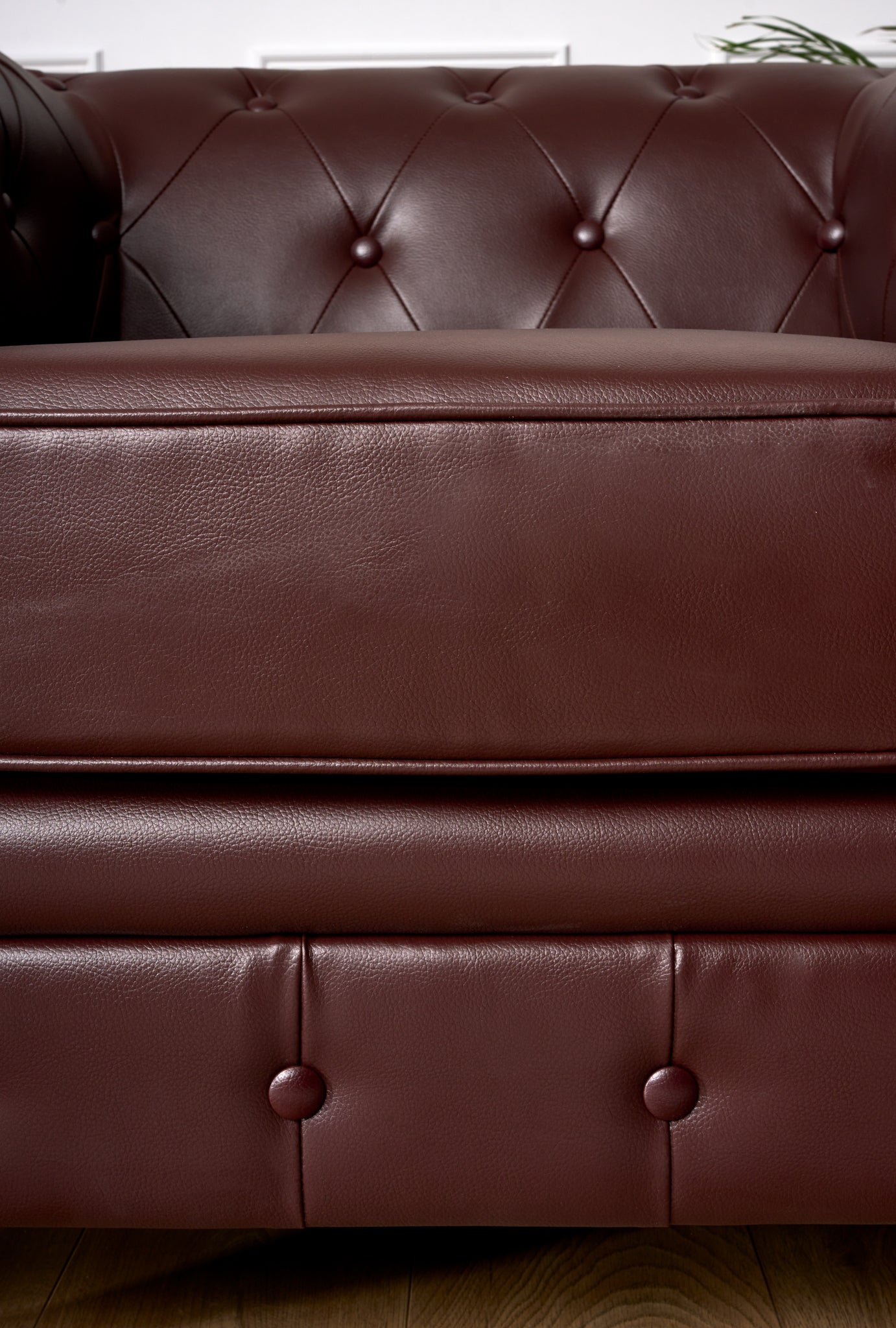 Faux Leather Chesterfield Two Seater Sofa - Brown - Bargainia.com - 