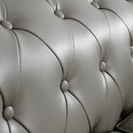 Faux Leather Chesterfield Two Seater Sofa - Light Grey - Bargainia.com - 5056536106001