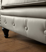 Faux Leather Chesterfield Two Seater Sofa - Light Grey - Bargainia.com - 