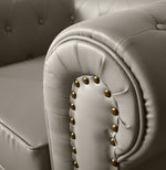 Faux Leather Chesterfield Two Seater Sofa - Light Grey - Bargainia.com - 