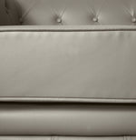 Faux Leather Chesterfield Two Seater Sofa - Light Grey - Bargainia.com - 