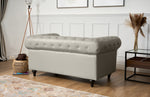 Faux Leather Chesterfield Two Seater Sofa - Light Grey - Bargainia.com - 