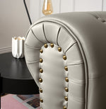 Faux Leather Chesterfield Two Seater Sofa - Light Grey - Bargainia.com - 