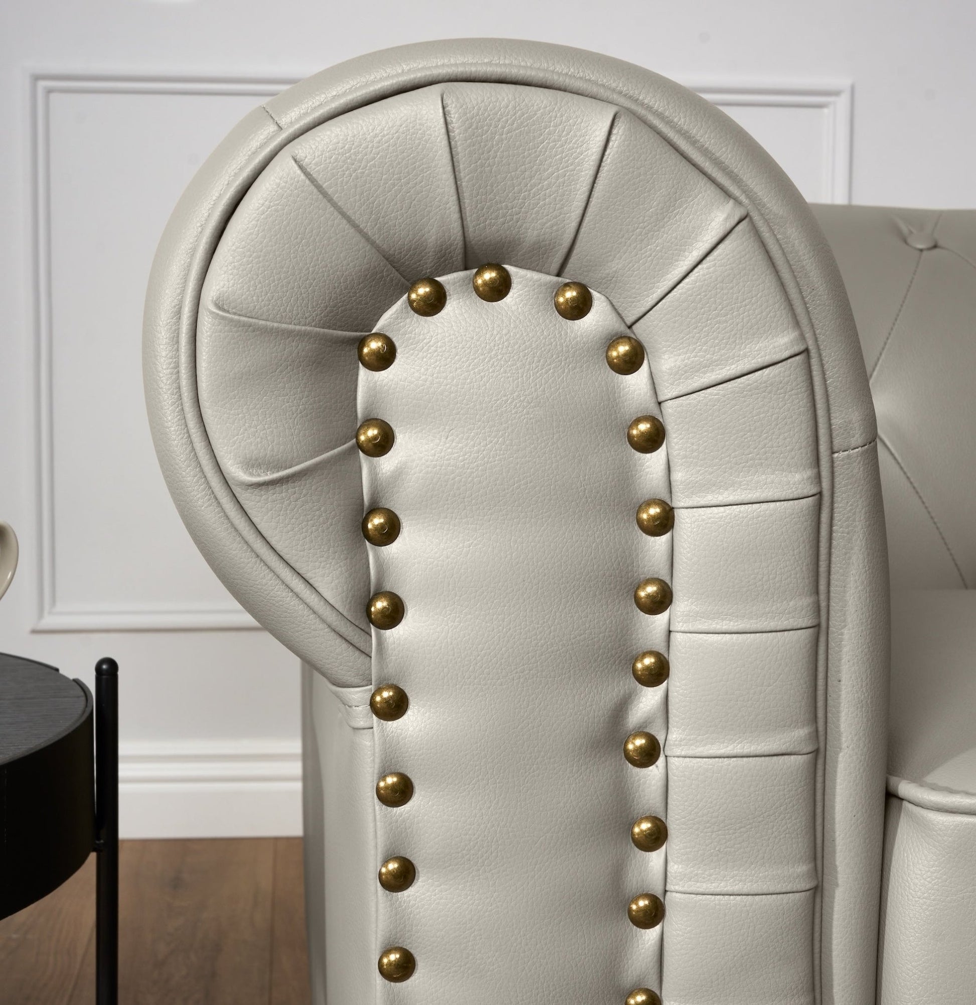 Faux Leather Chesterfield Three Seater Sofa - Light Grey Furniture Bargainia