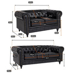 Faux Leather Chesterfield Two & Three Seater Sofa - Black - Bargainia.com - 