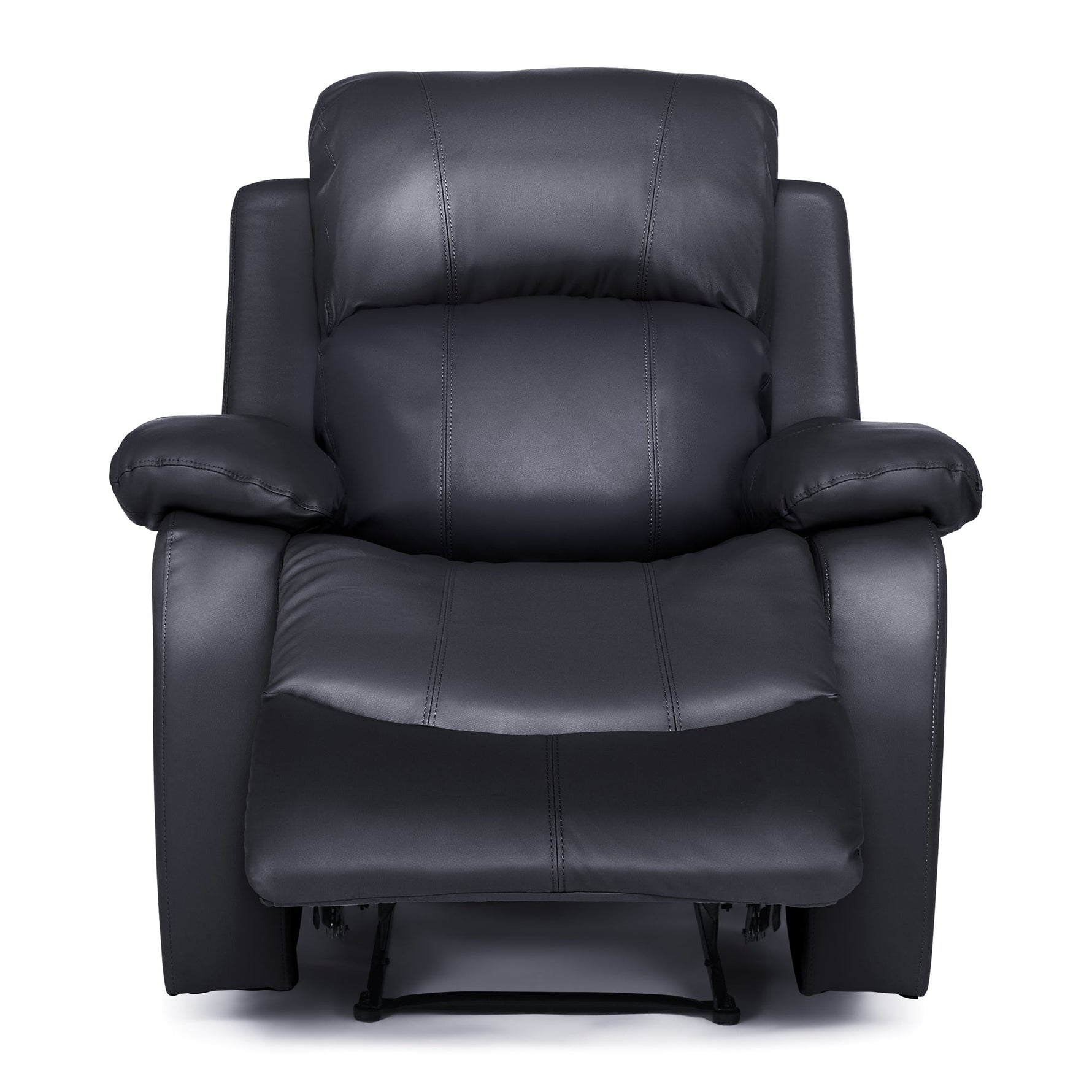Faux Leather Manual Recliner Arm Chair - Black - Bargainia.com - 