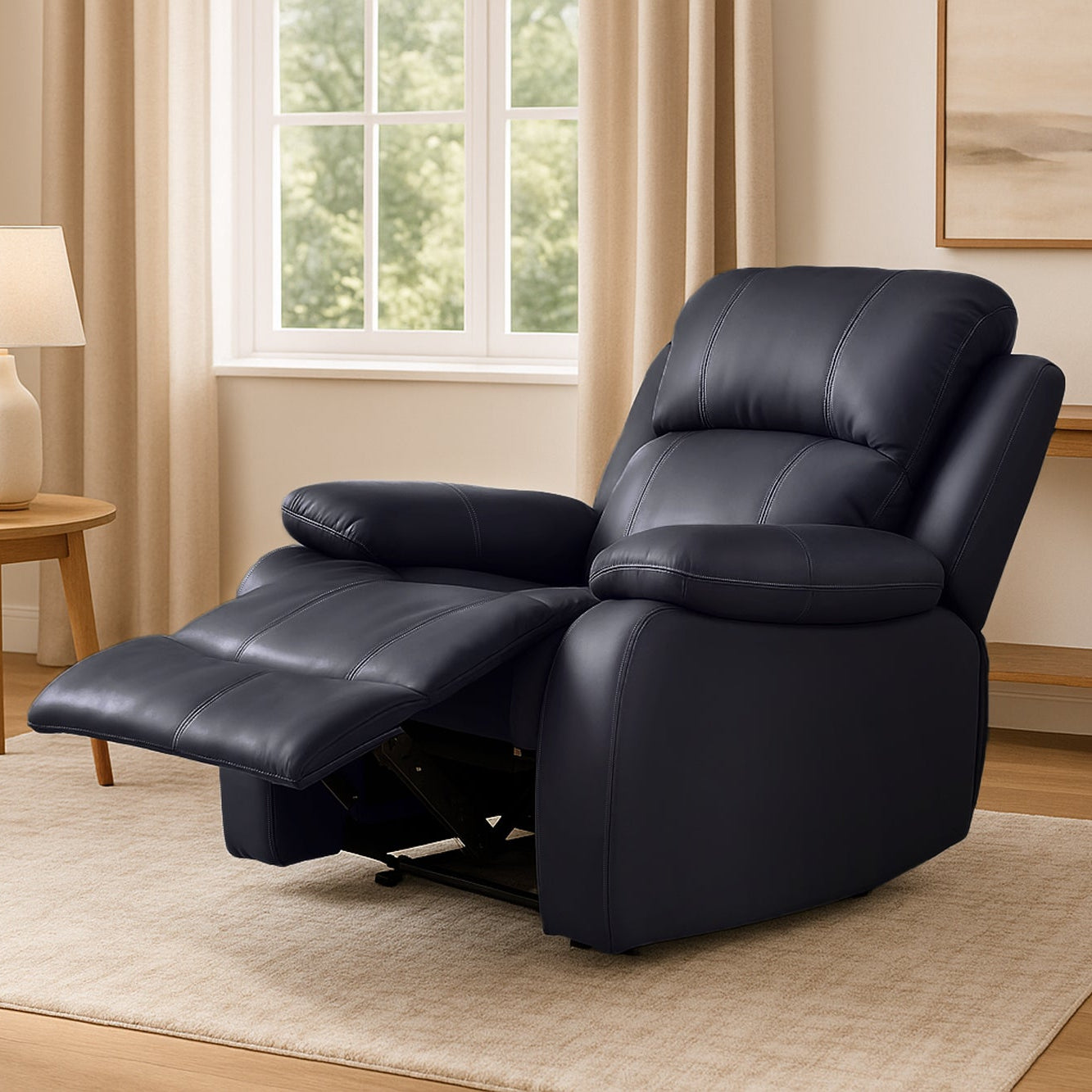 Faux Leather Manual Recliner Arm Chair - Black - Bargainia.com - 5056150222903 - MLM-111433-1-BLK