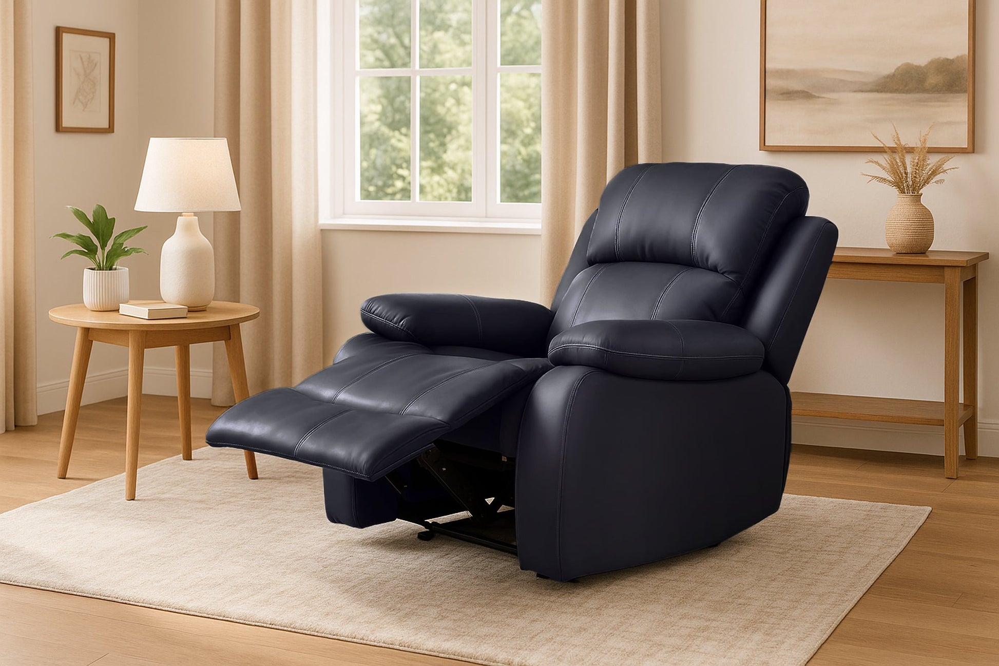 Faux Leather Manual Recliner Arm Chair - Black - Bargainia.com - 5056150222903 - MLM-111433-1-BLK