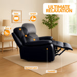 Faux Leather Manual Recliner Arm Chair - Black - Bargainia.com - 