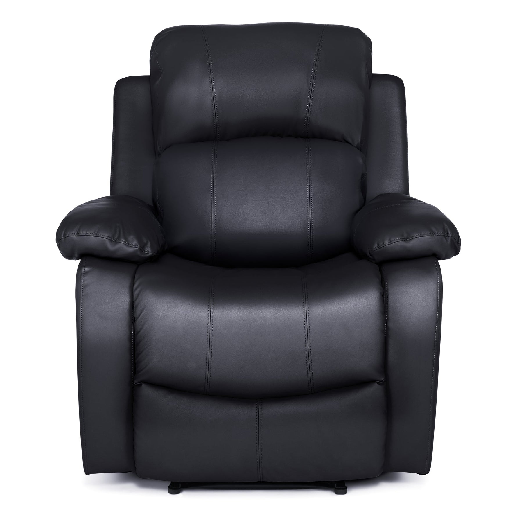 Faux Leather Manual Recliner Arm Chair - Black - Bargainia.com - 