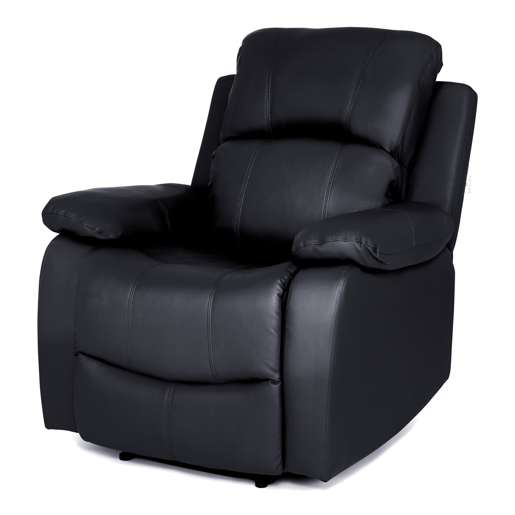 Faux Leather Manual Recliner Arm Chair - Black - Bargainia.com - 