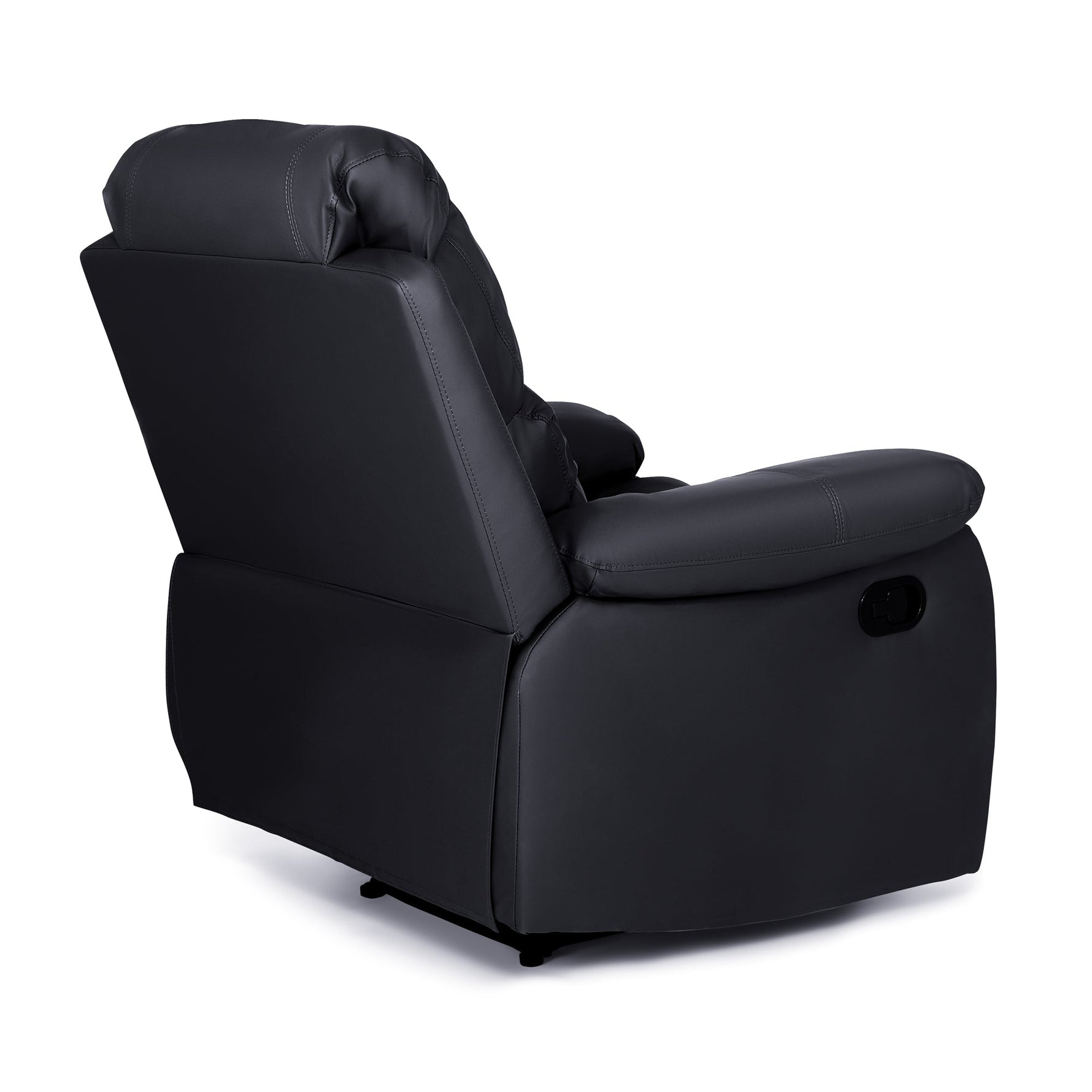 Faux Leather Manual Recliner Arm Chair - Black - Bargainia.com - 
