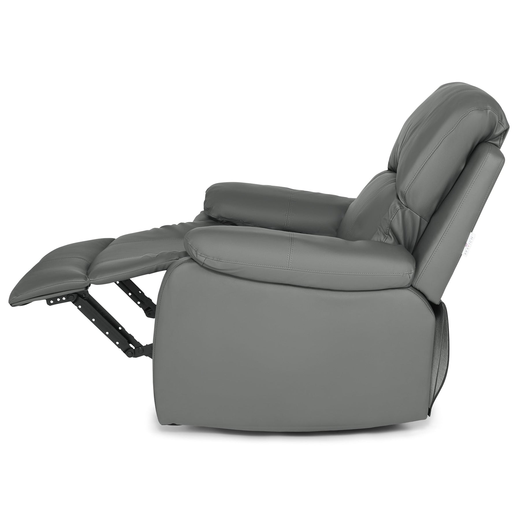 Faux Leather Manual Recliner Arm Chair - Charcoal Grey - Bargainia.com - 
