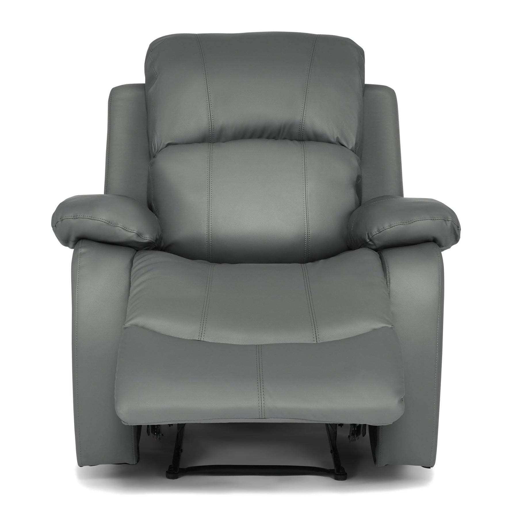 Faux Leather Manual Recliner Arm Chair - Charcoal Grey - Bargainia.com - 